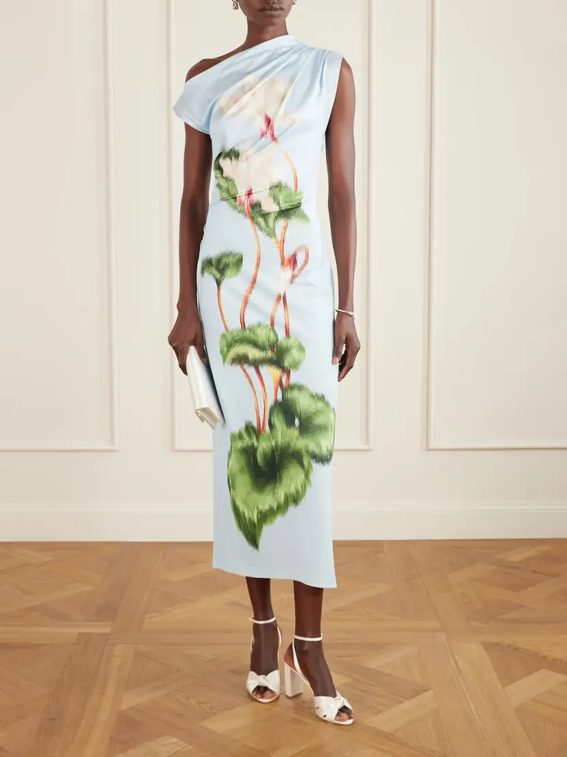 Oscar de la Renta Draped Printed Stretch-jersey Midi Dress | Thumbnail 2