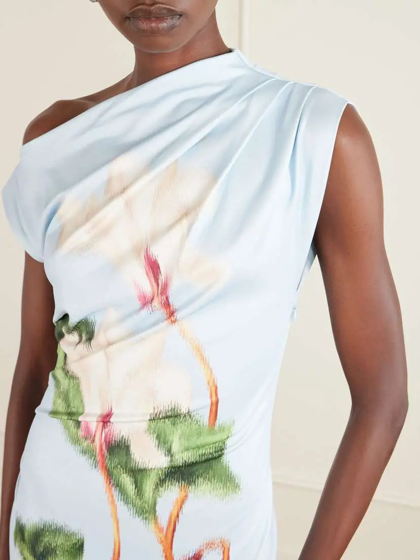 Oscar de la Renta Draped Printed Stretch-jersey Midi Dress | Thumbnail 4