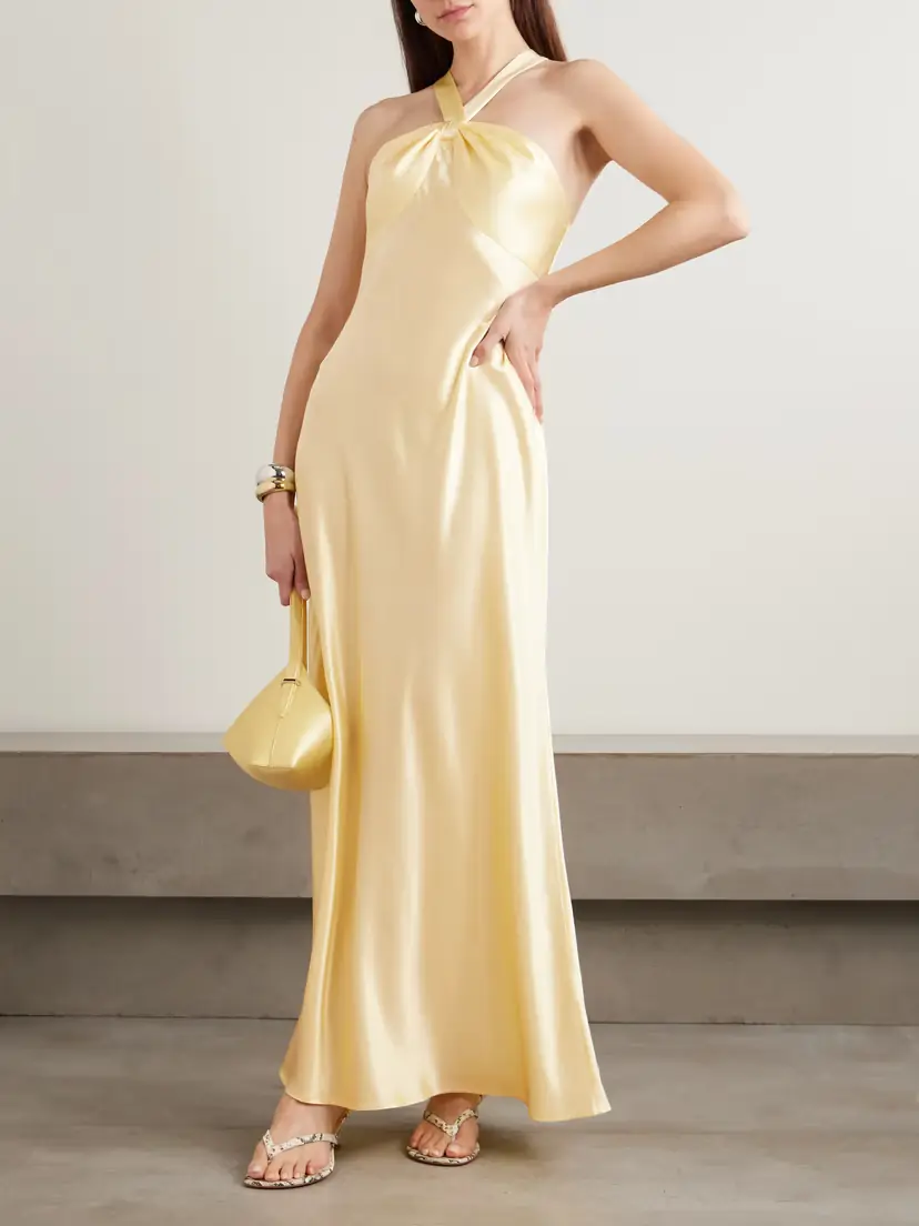 Rixo Losanna Satin Halterneck Maxi Dress | Thumbnail 2 Rixo Losanna Satin Halterneck Maxi Dress | Thumbnail 2