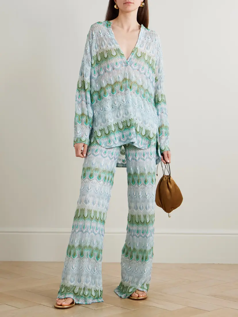 Missoni Striped Metallic Crochet-knit Straight-leg Pants | Thumbnail 2 Missoni Striped Metallic Crochet-knit Straight-leg Pants | Thumbnail 2