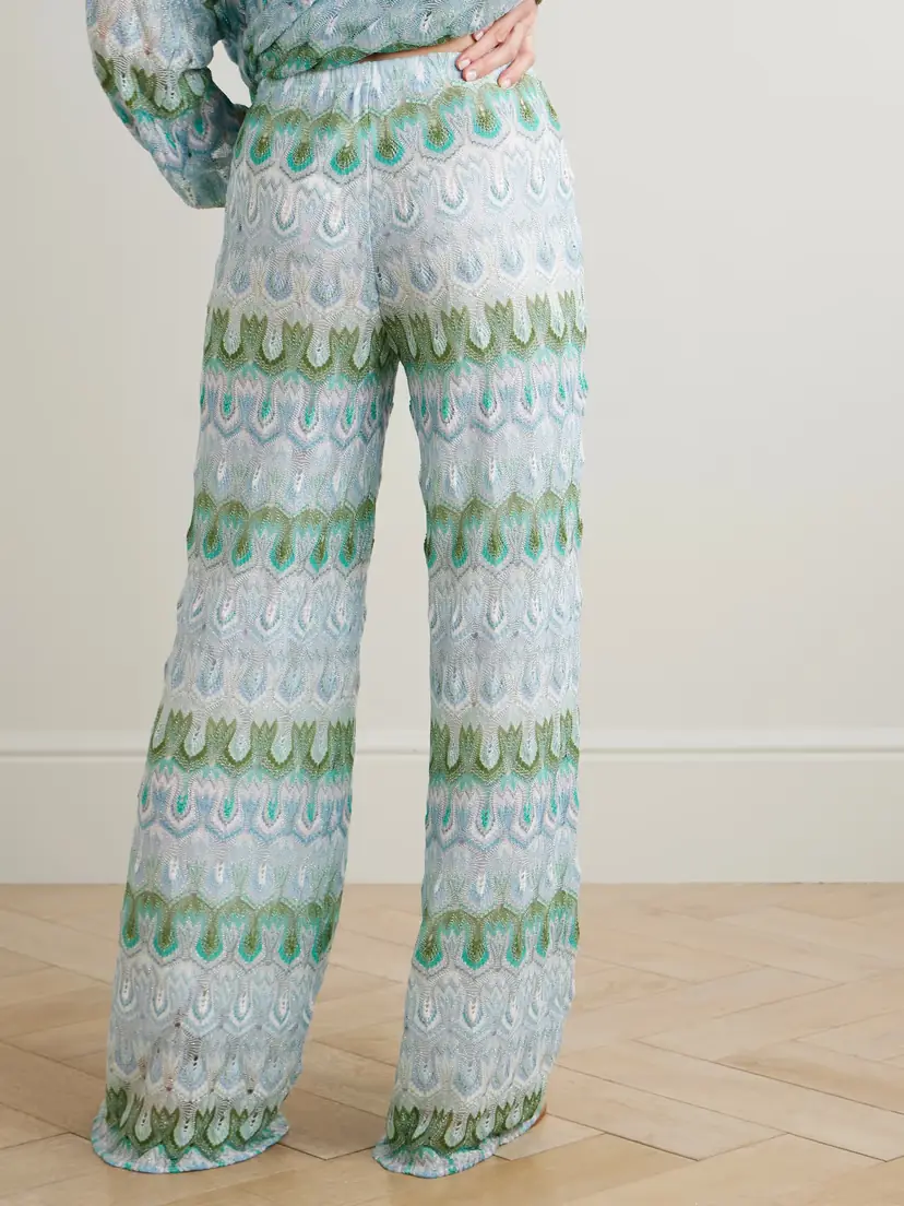 Missoni Striped Metallic Crochet-knit Straight-leg Pants | Thumbnail 3 Missoni Striped Metallic Crochet-knit Straight-leg Pants | Thumbnail 3