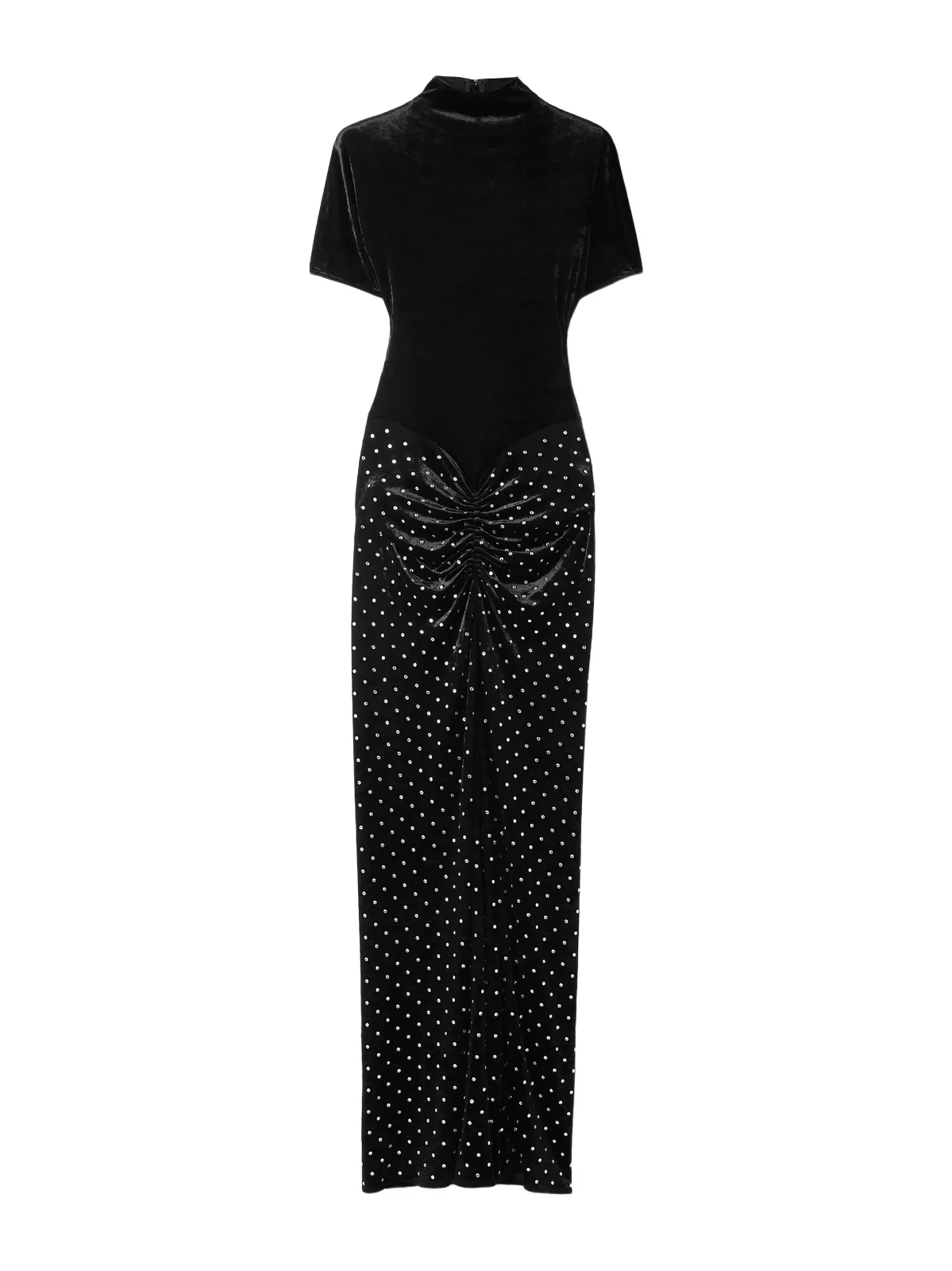 Crystal-embellished Ruched Velvet Midi Dress Crystal-embellished Ruched Velvet Midi Dress