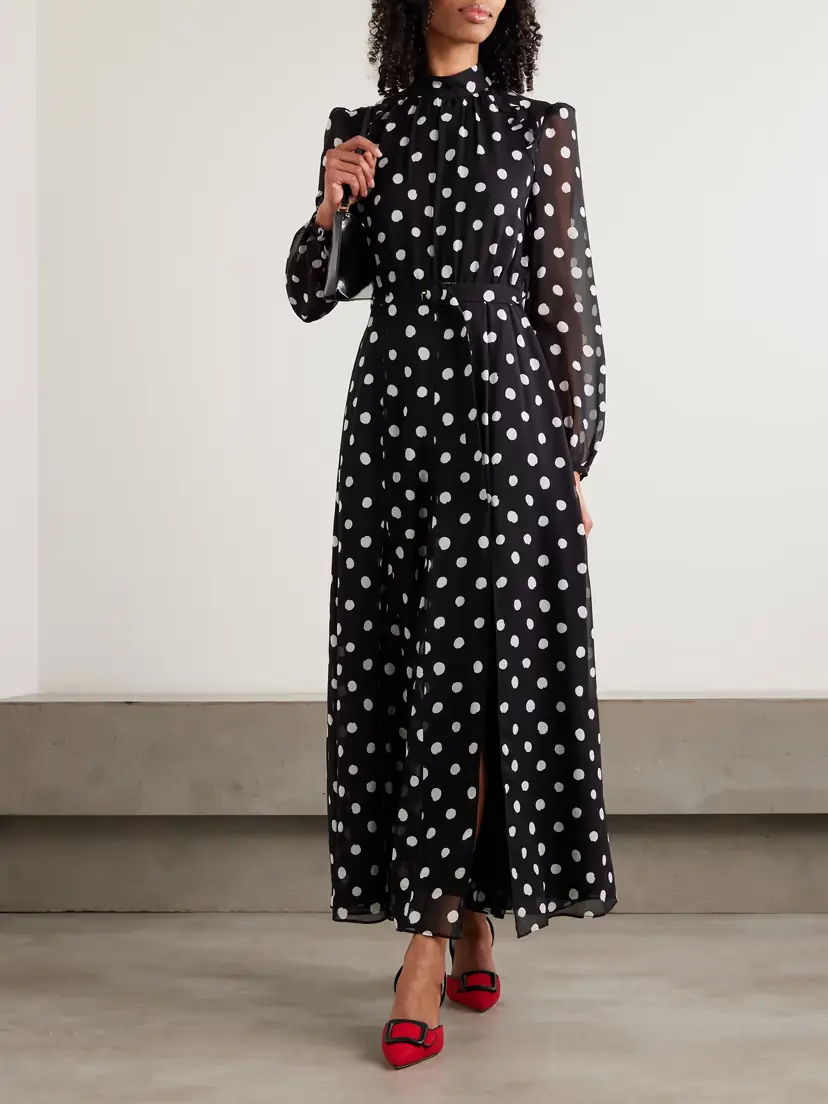Saloni Jacqui-b Polka-dot Silk Crepe De Chine Maxi Dress | Thumbnail 2 Saloni Jacqui-b Polka-dot Silk Crepe De Chine Maxi Dress | Thumbnail 2