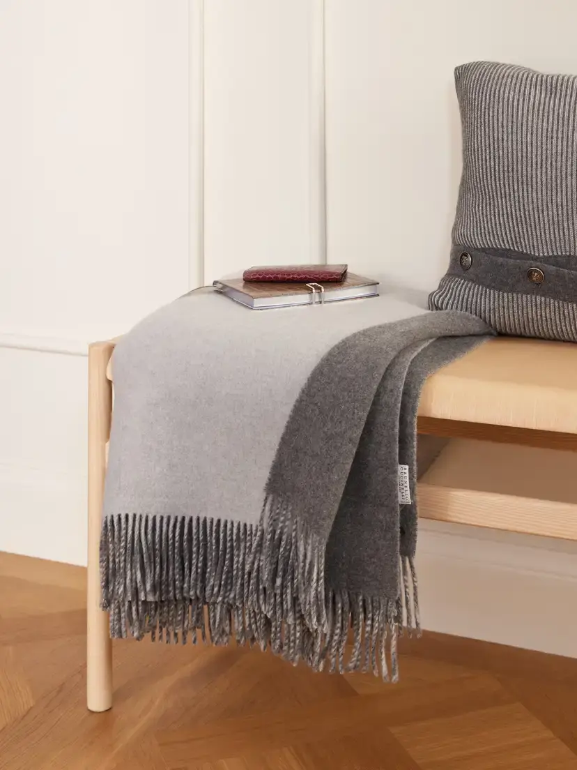 Brunello Cucinelli Fringed Cashmere Blanket | Thumbnail 2 Brunello Cucinelli Fringed Cashmere Blanket | Thumbnail 2