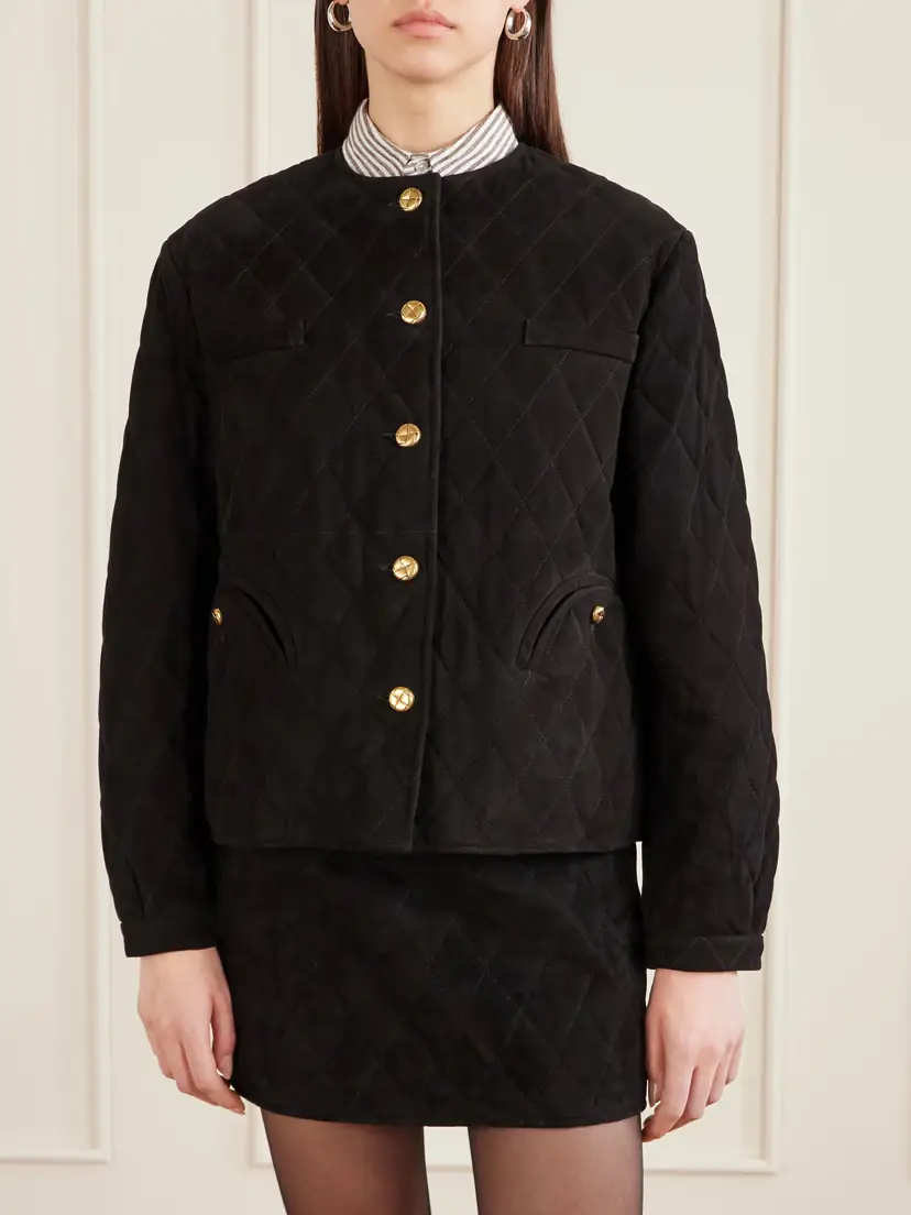 Blazé Milano Gliss Cropped Quilted Suede Jacket | Thumbnail 3