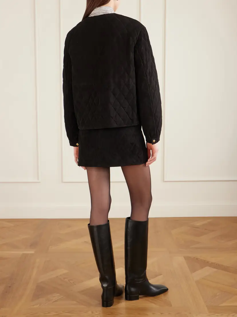 Blazé Milano Gliss Cropped Quilted Suede Jacket | Thumbnail 4