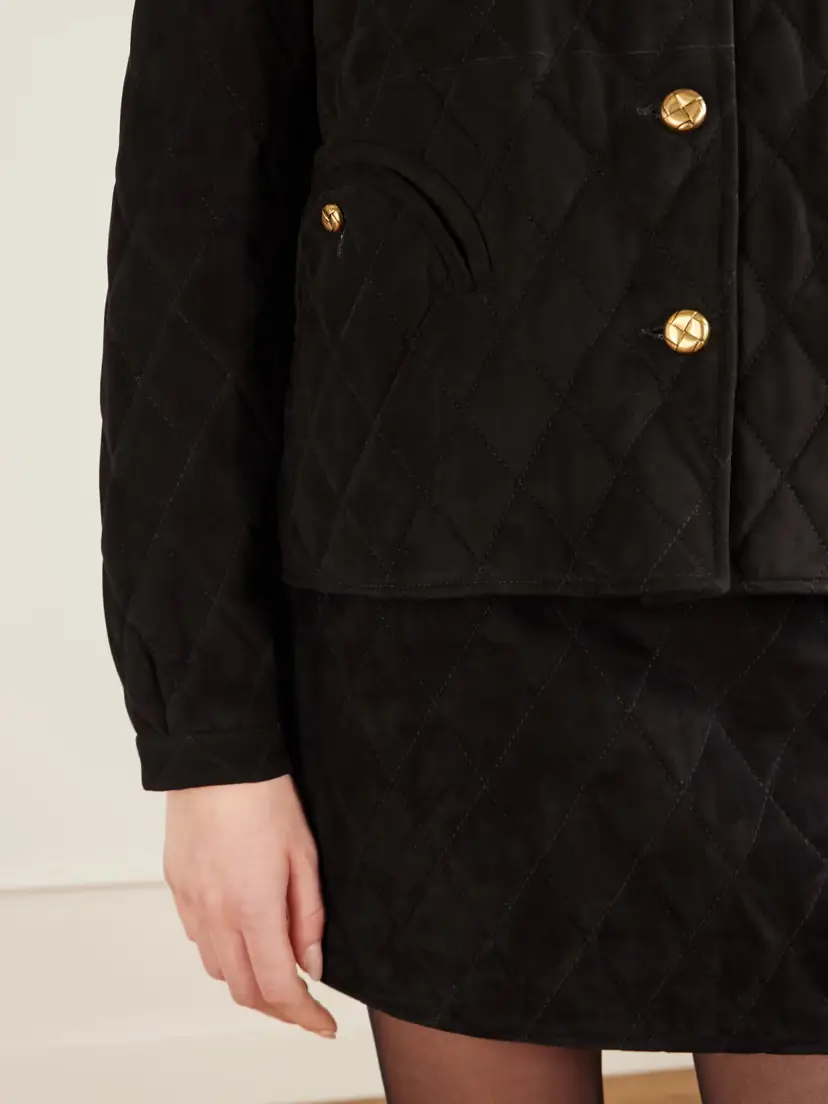 Blazé Milano Gliss Cropped Quilted Suede Jacket | Thumbnail 5