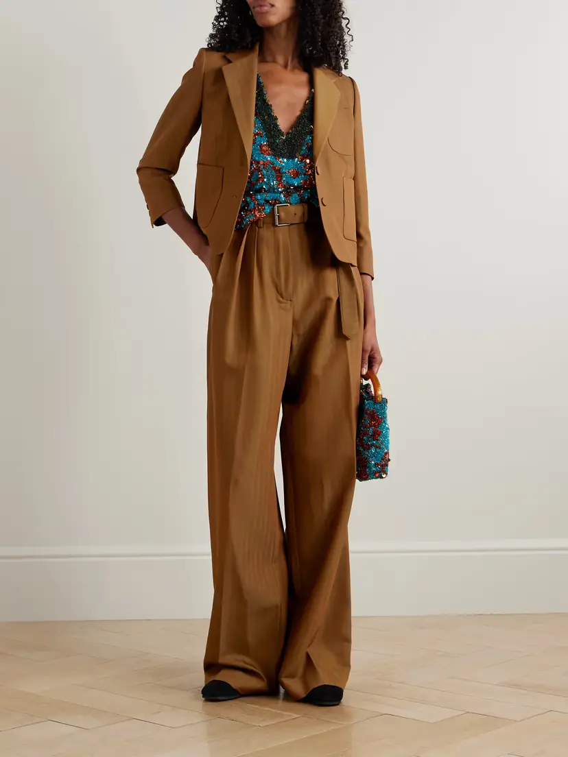 Dries Van Noten Belted Striped Wool-blend Wide-leg Pants | Thumbnail 2 Dries Van Noten Belted Striped Wool-blend Wide-leg Pants | Thumbnail 2