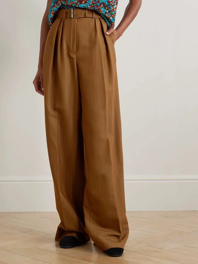 Dries Van Noten Belted Striped Wool-blend Wide-leg Pants | Thumbnail 3 Dries Van Noten Belted Striped Wool-blend Wide-leg Pants | Thumbnail 3
