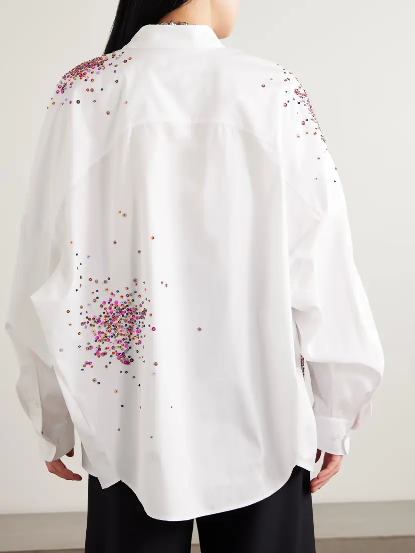 Dries Van Noten Oversized Embellished Cotton Oxford Shirt | Thumbnail 3 Dries Van Noten Oversized Embellished Cotton Oxford Shirt | Thumbnail 3