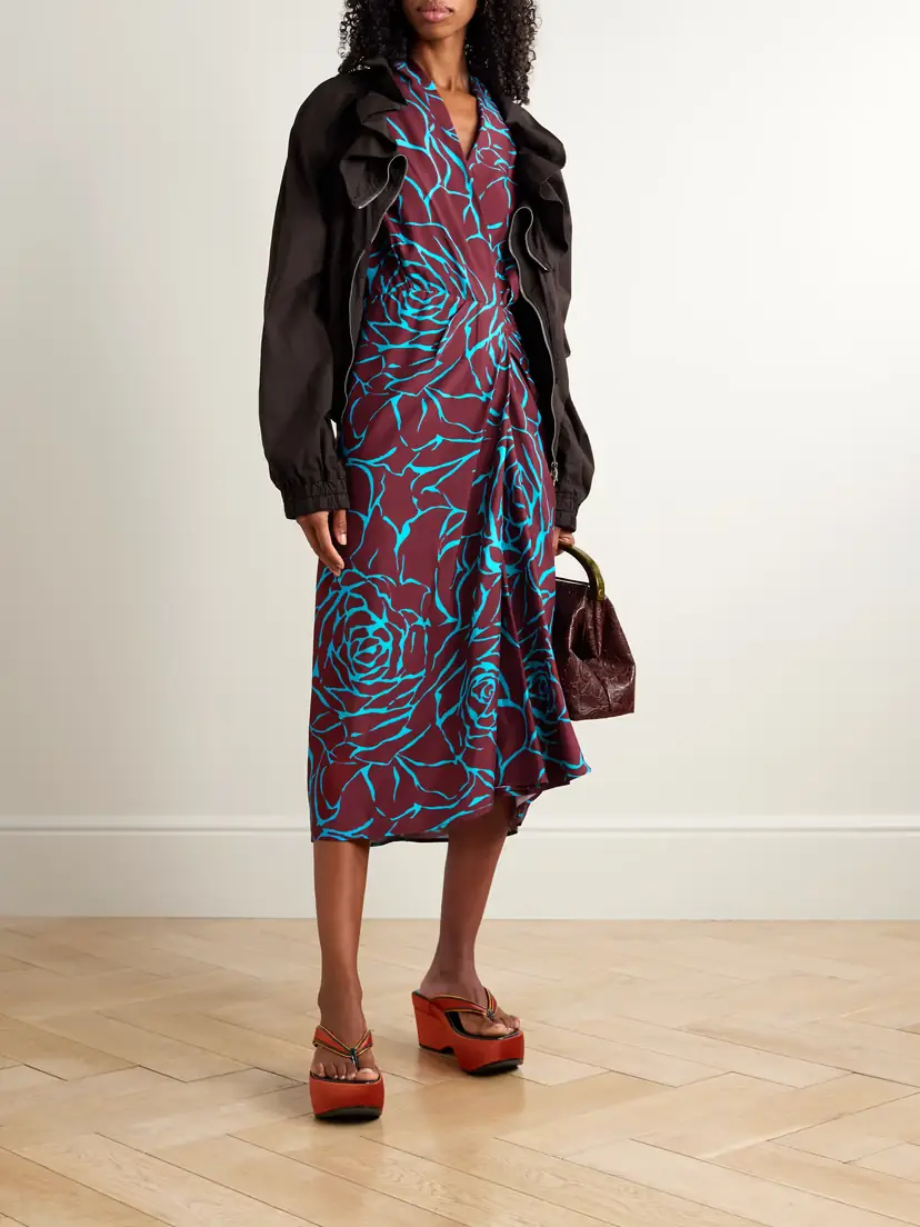 Dries Van Noten Wrap-effect Floral-print Satin Midi Dress | Thumbnail 2