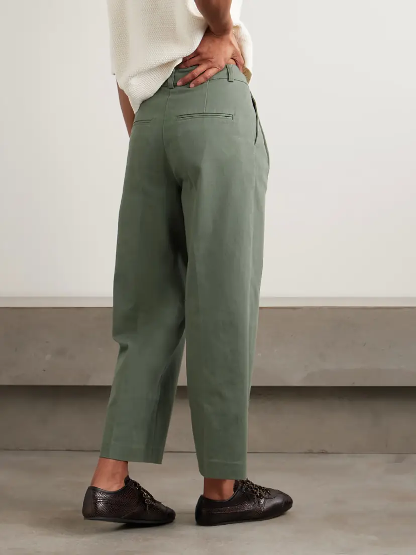 Anine Bing Belen Pleated Cotton-twill Tapered Pants | Thumbnail 3