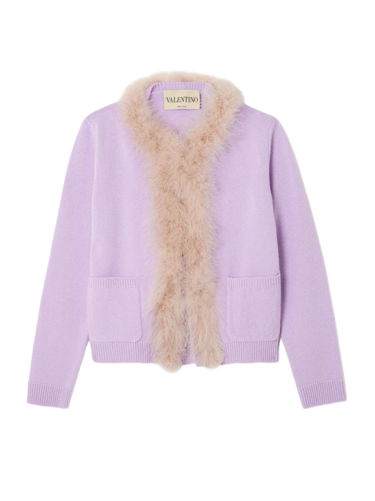Feather-trimmed Wool Cardigan