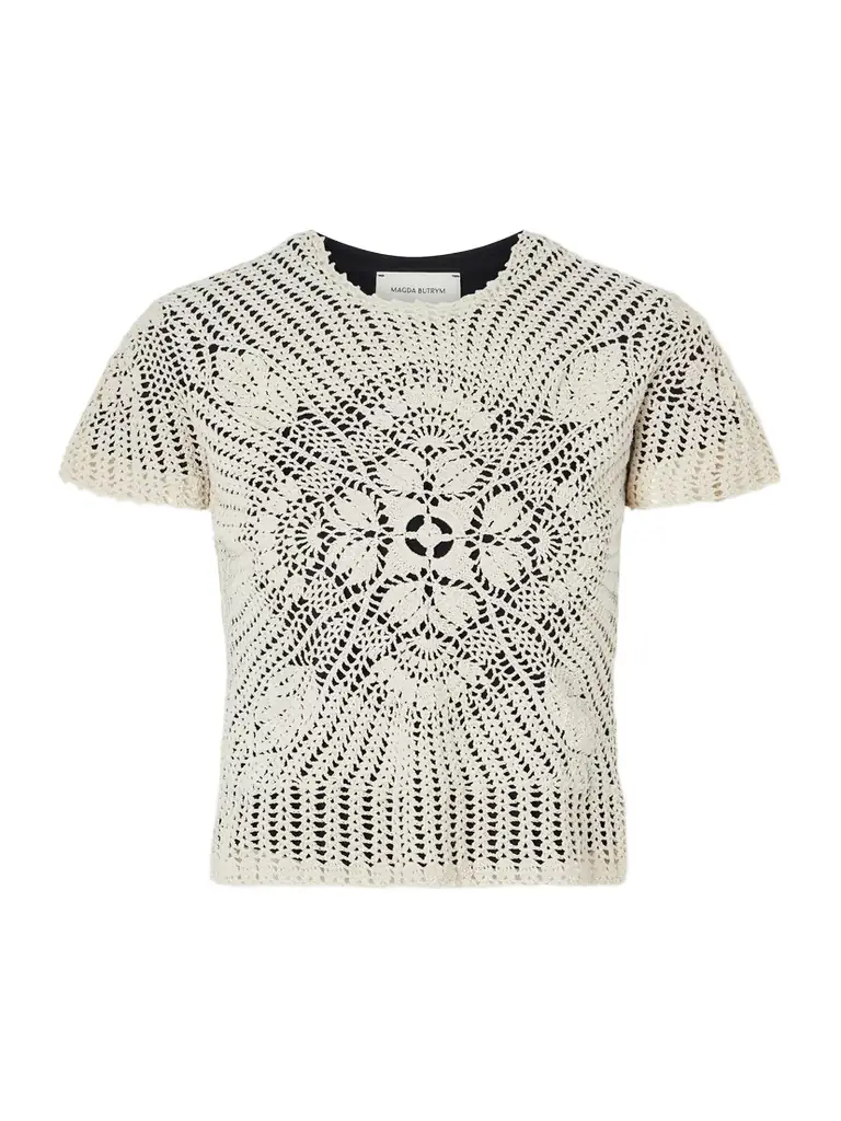 Magda Butrym Layered Jersey And Crocheted Cotton Top | Image 1 Magda Butrym Layered Jersey And Crocheted Cotton Top | Image 1