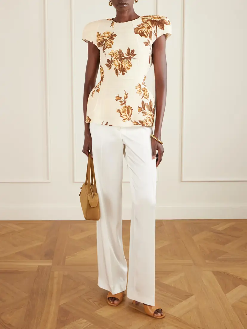 Magda Butrym Floral-print Plissé-satin Blouse | Thumbnail 2 Magda Butrym Floral-print Plissé-satin Blouse | Thumbnail 2