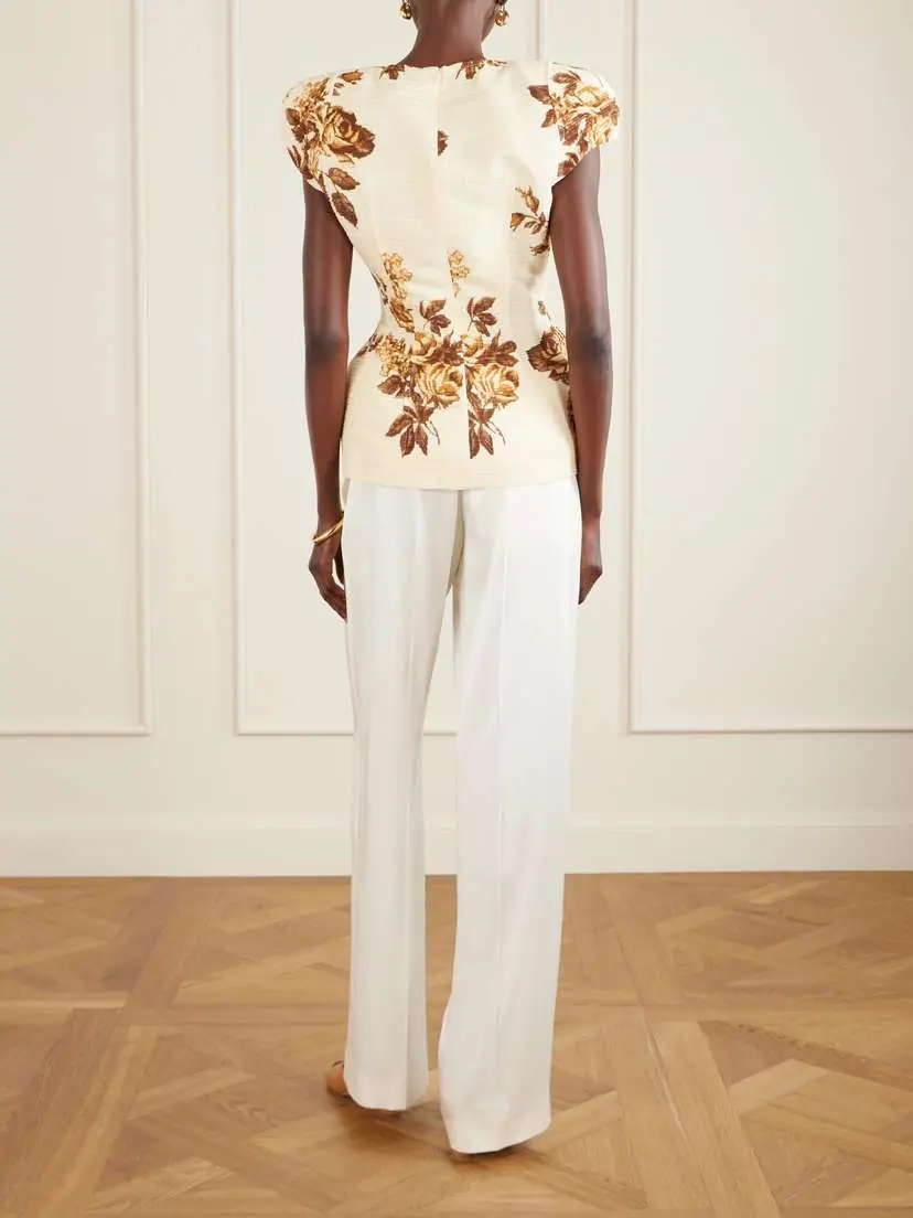 Magda Butrym Floral-print Plissé-satin Blouse | Thumbnail 3 Magda Butrym Floral-print Plissé-satin Blouse | Thumbnail 3