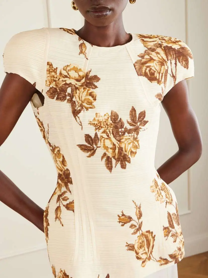 Magda Butrym Floral-print Plissé-satin Blouse | Thumbnail 4 Magda Butrym Floral-print Plissé-satin Blouse | Thumbnail 4