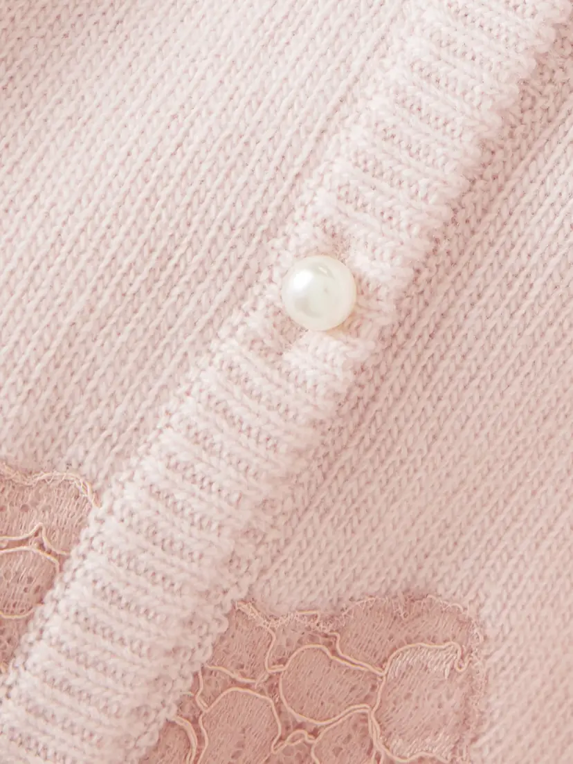 Valentino Garavani Cropped Lace-trimmed Wool Cardigan | Thumbnail 4