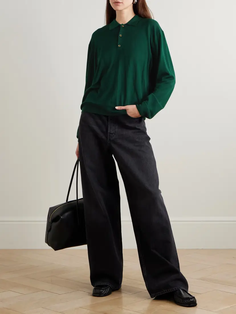 La Ligne Ben Oversized Silk, Wool And Cashmere-blend Polo Sweater | Thumbnail 2 La Ligne Ben Oversized Silk, Wool And Cashmere-blend Polo Sweater | Thumbnail 2