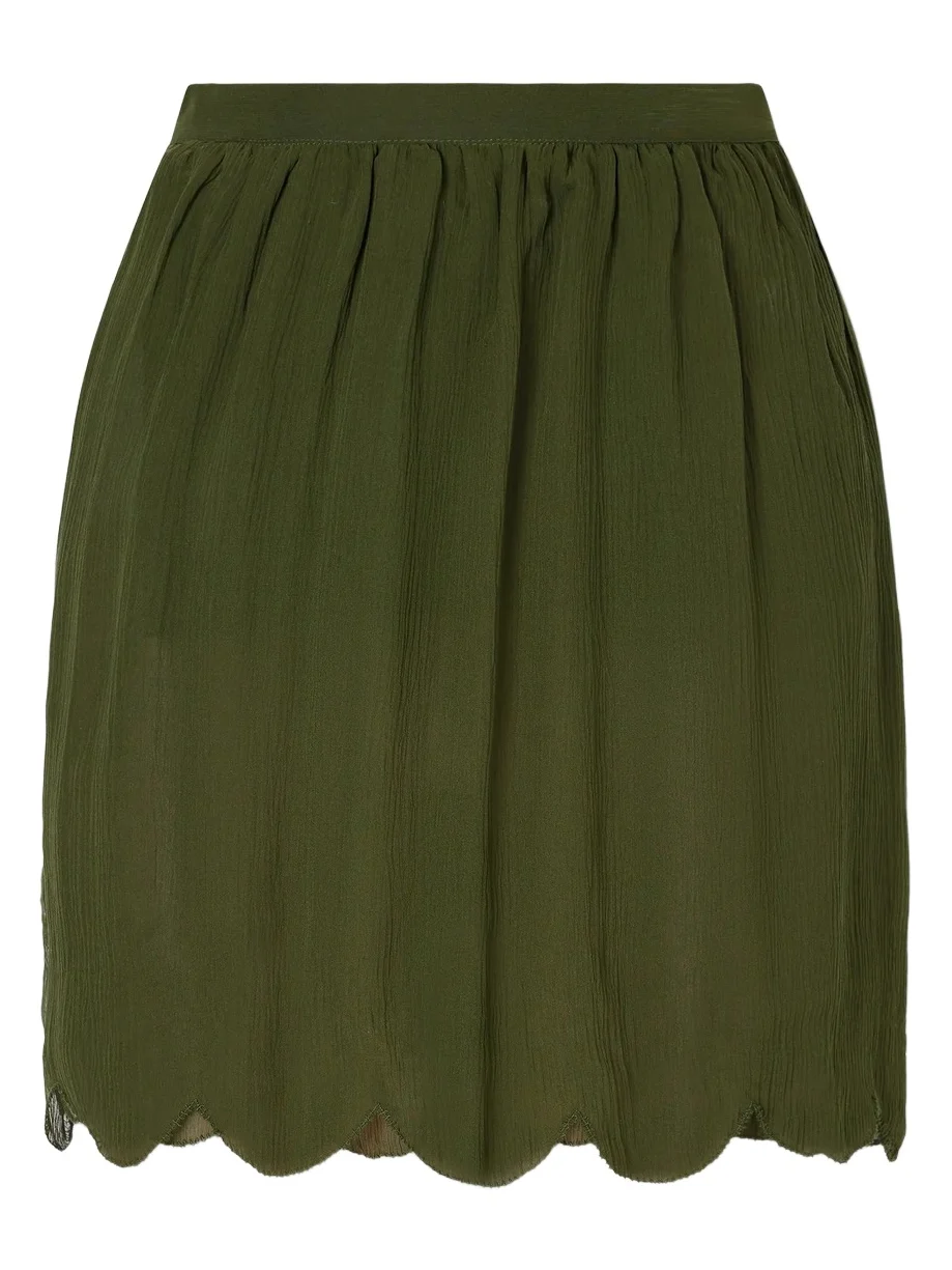 BODE Mab Scalloped Gathered Silk-crepon Mini Skirt