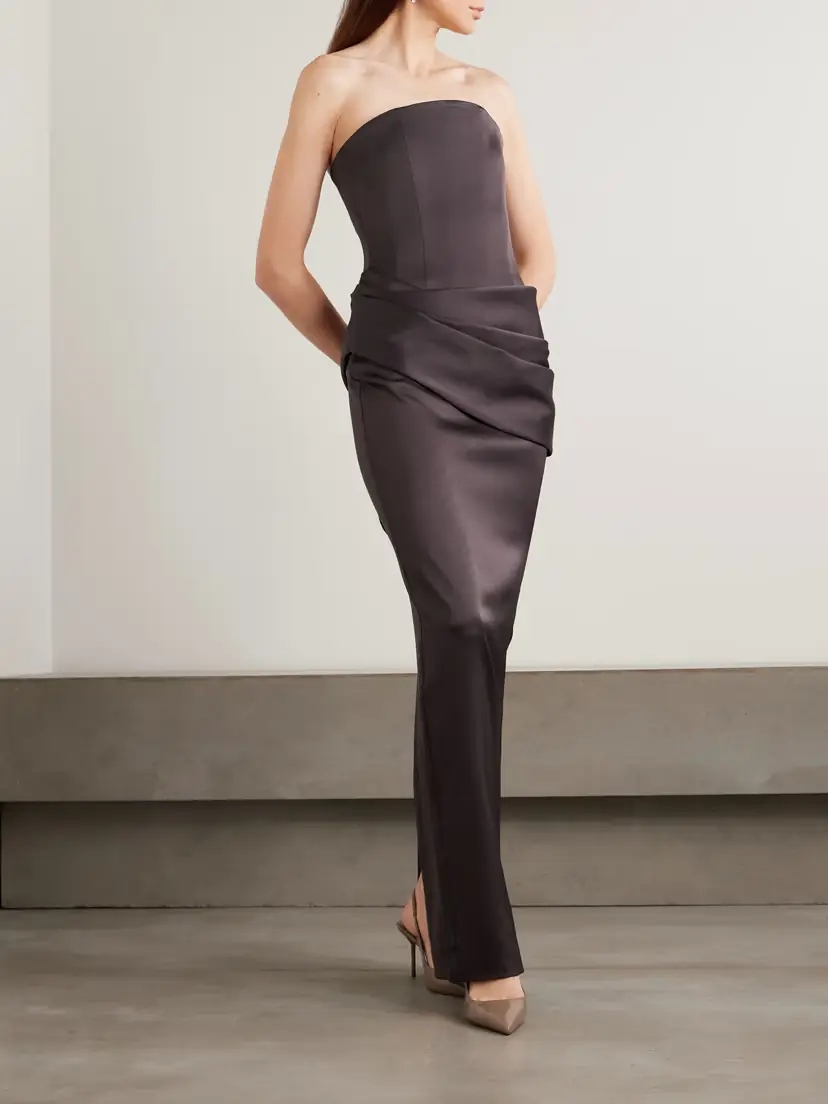Alex Perry Strapless Draped Satin-crepe Gown | Thumbnail 2