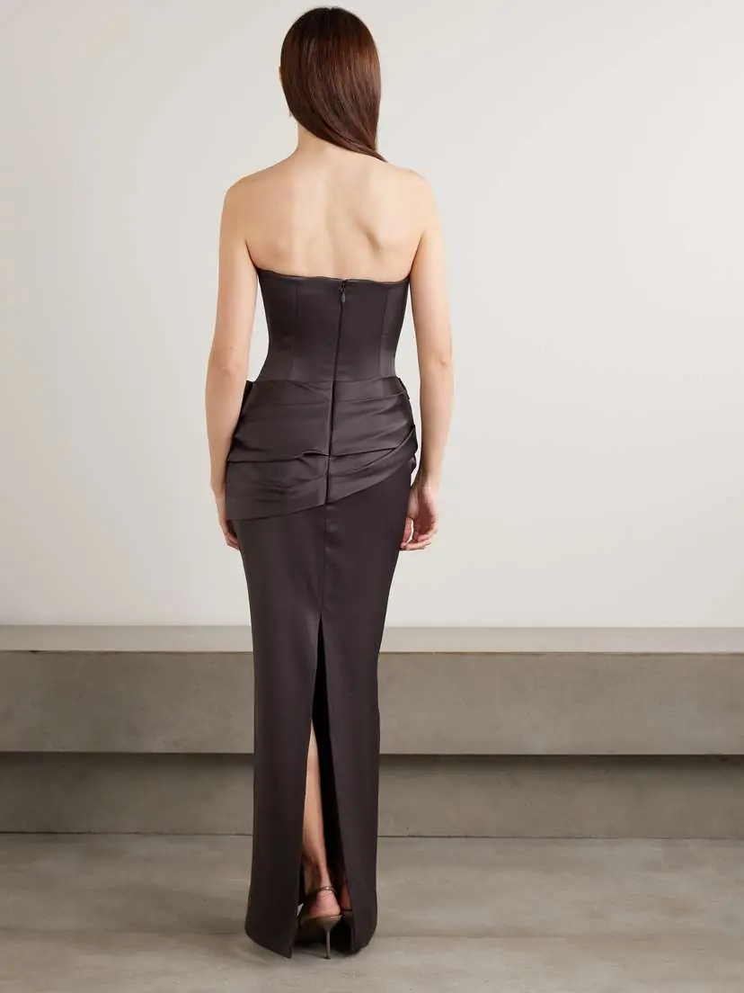 Alex Perry Strapless Draped Satin-crepe Gown | Thumbnail 3