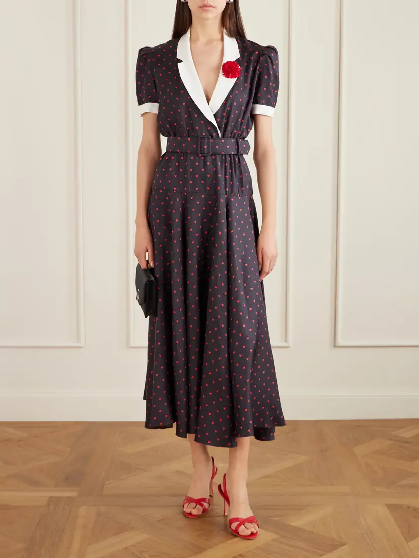 Rodarte Belted Printed Silk-twill Gown | Thumbnail 2