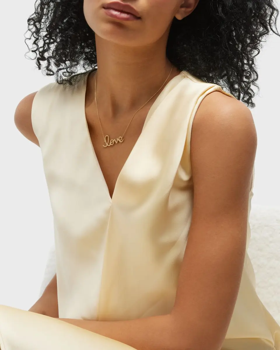 Sydney Evan 14K Big Love Script Rope Necklace | Thumbnail 6