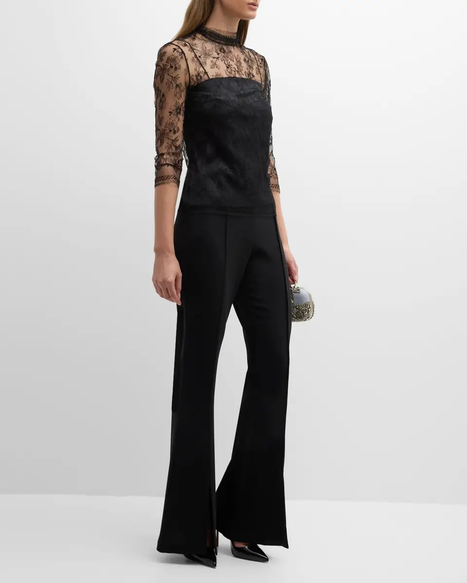 Adam Lippes Lace High-Neck Shirt w/ Attached Camisole | Thumbnail 2