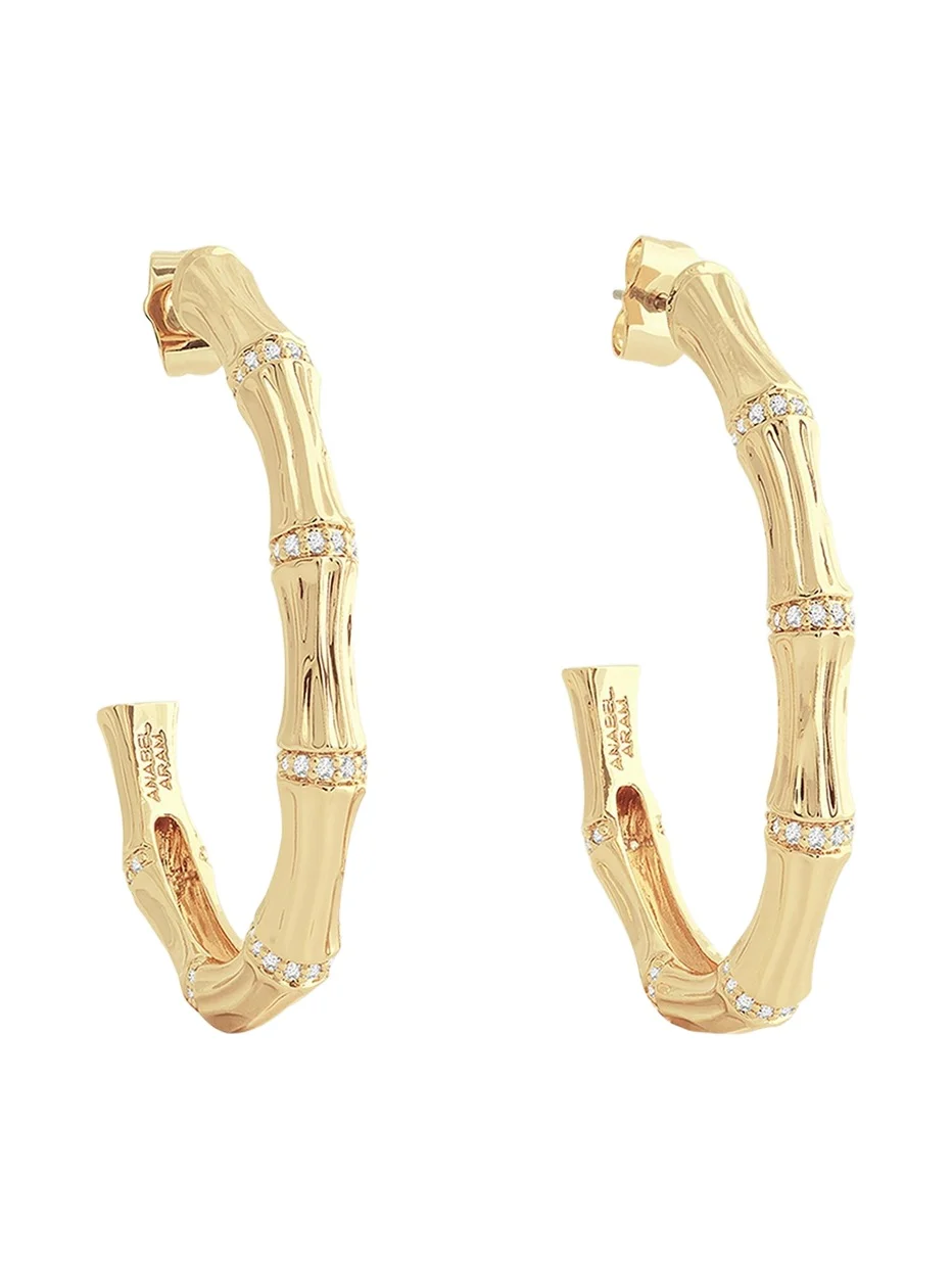 Anabel Aram Jewelry Bamboo Single Hoop Earrings
