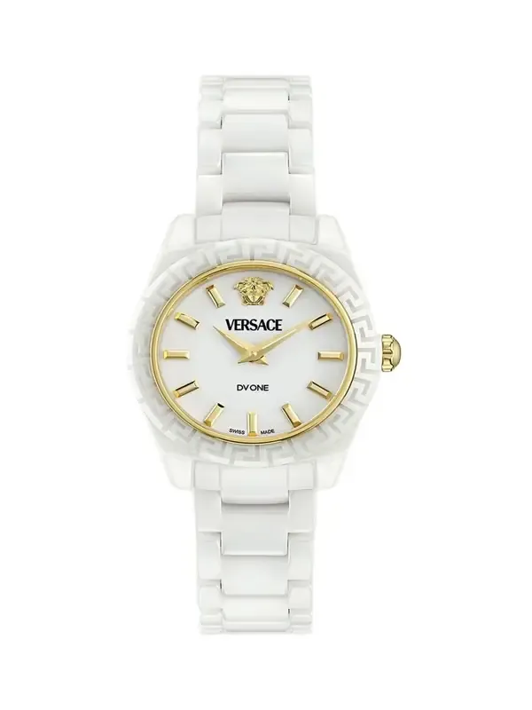 28mm DV One Watch with Bracelet Strap, White