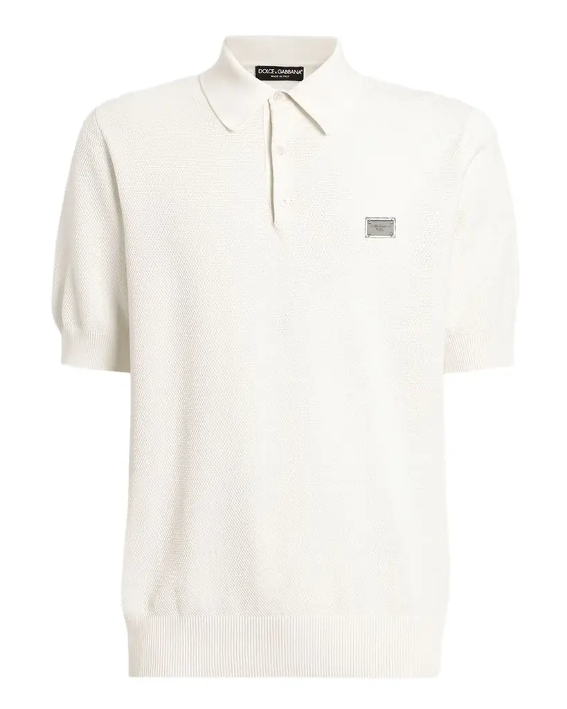 Dolce & Gabbana Men's Plaque Polo Shirt | Image 1 Dolce & Gabbana Men's Plaque Polo Shirt | Image 1