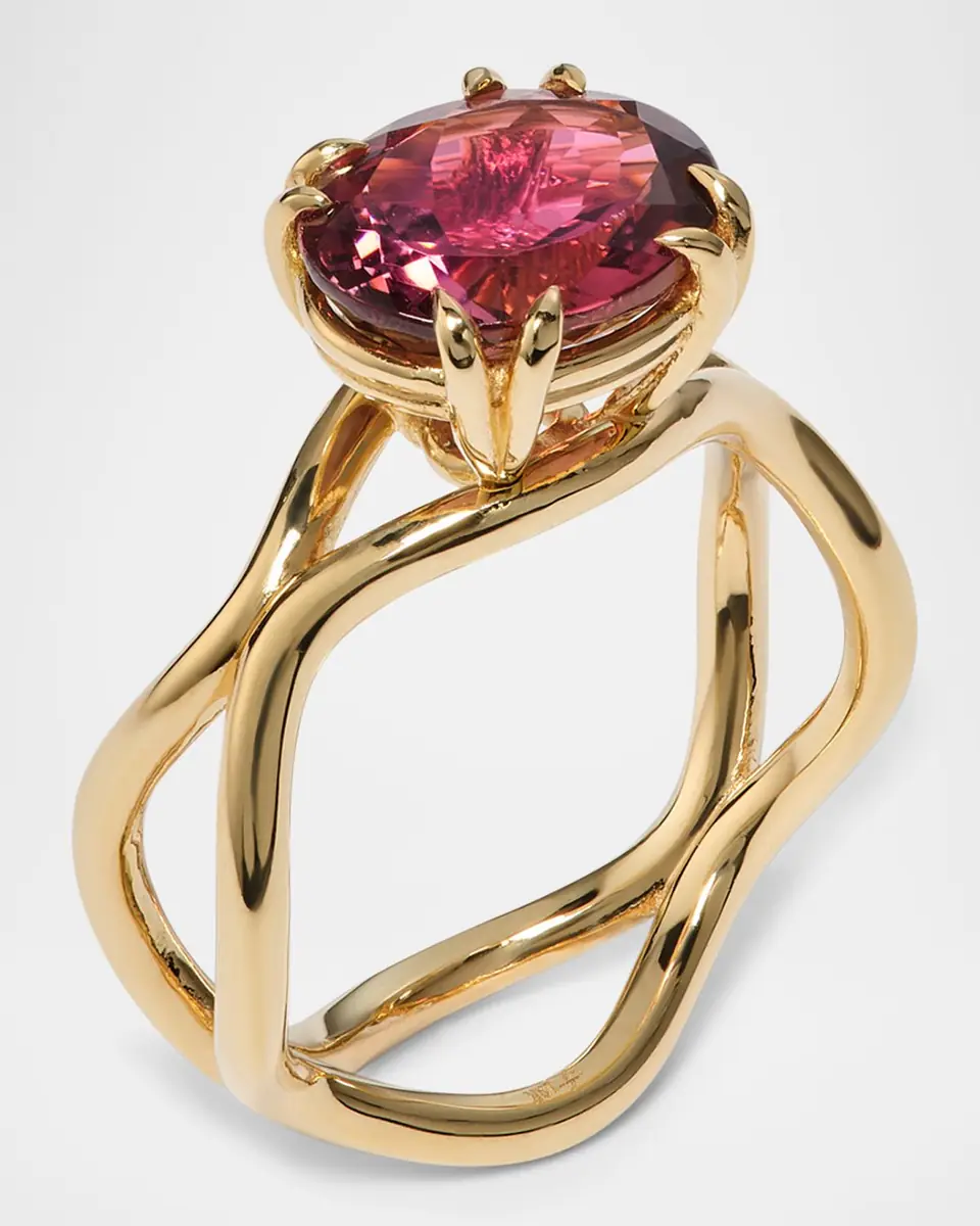 Jamie Turner 18K Yellow Gold Rose Ring with Rubellite | Thumbnail 2