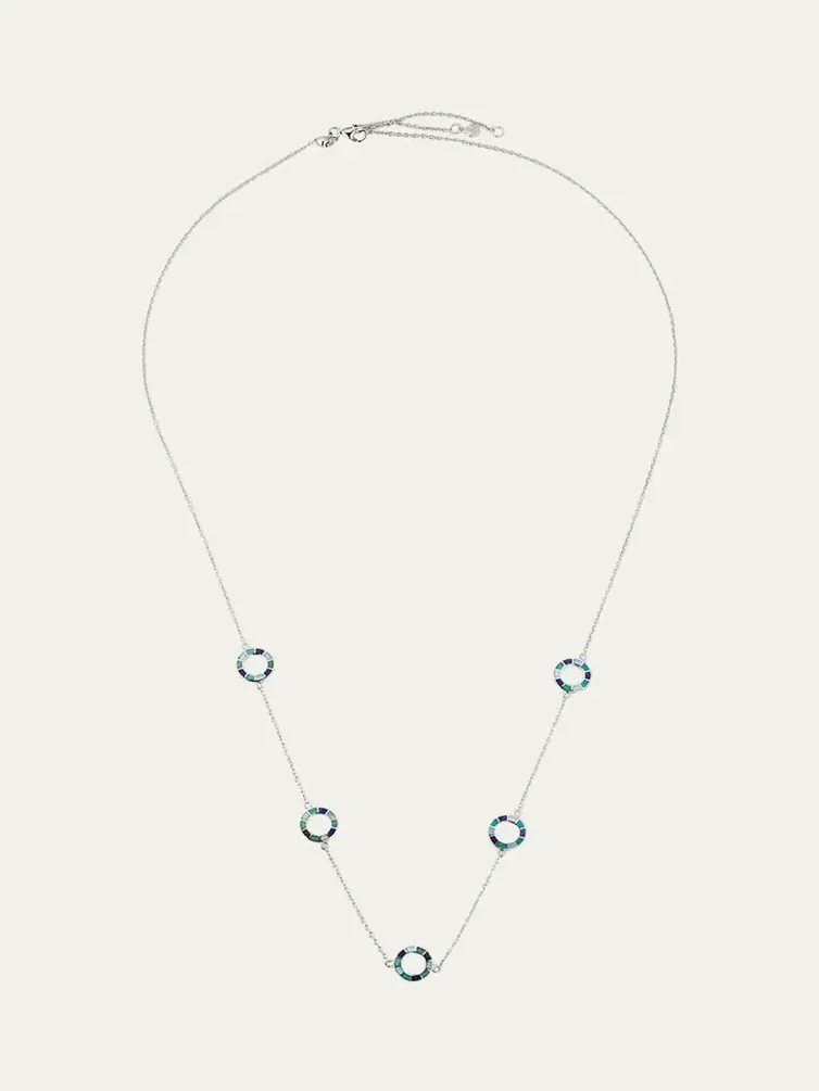 Lapis, Blue MOP and Turquoise Dash Circle Five-Station Necklace