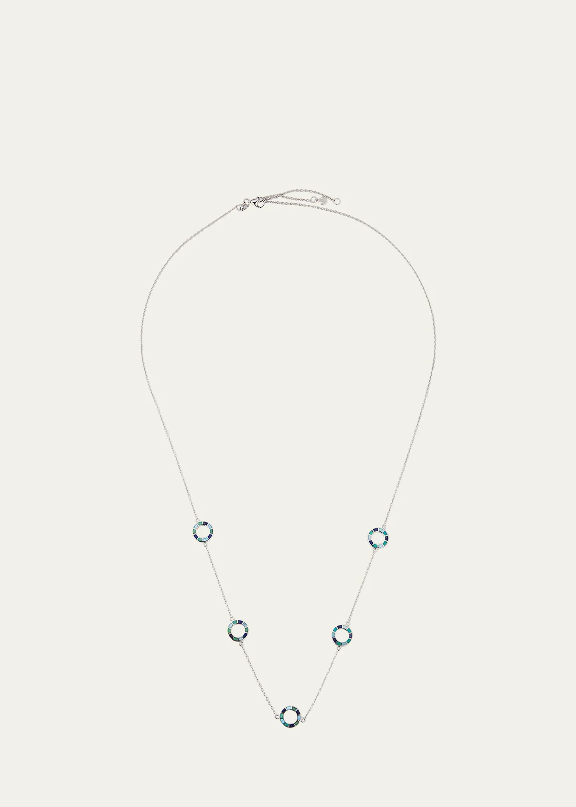 Lapis, Blue MOP and Turquoise Dash Circle Five-Station Necklace Lapis, Blue MOP and Turquoise Dash Circle Five-Station Necklace