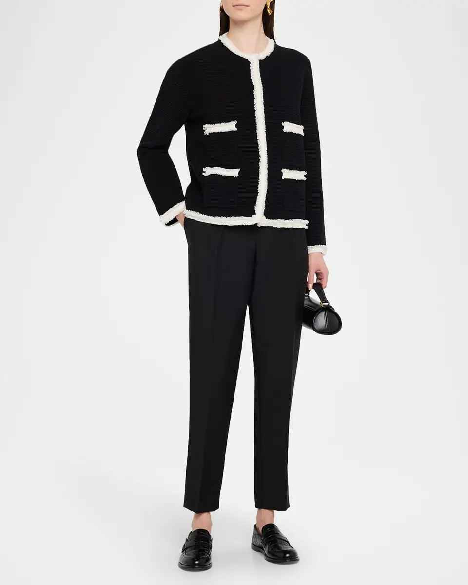 Emporio Armani Fringe-Trim Ottoman Ribbed Blazer | Thumbnail 2