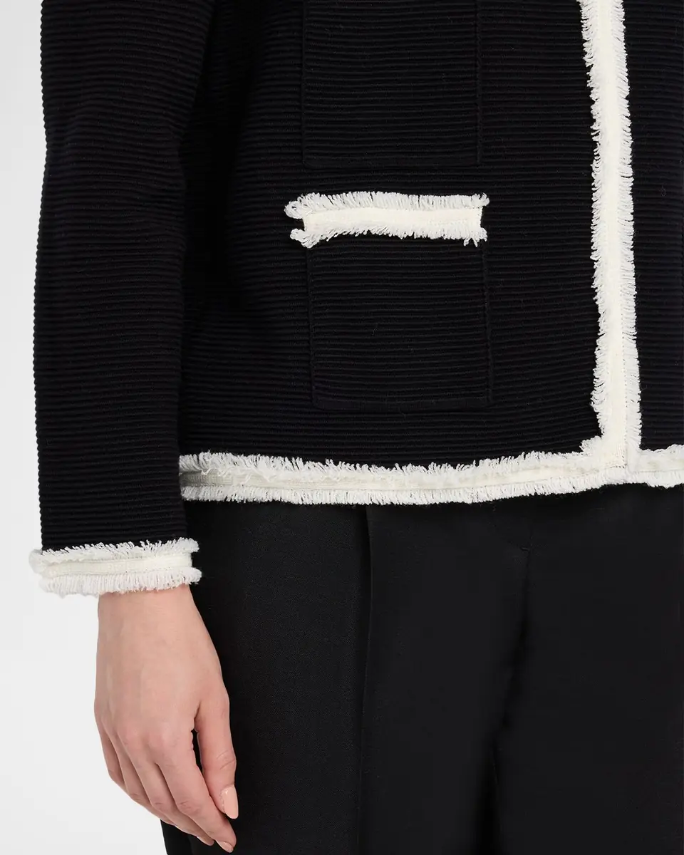 Emporio Armani Fringe-Trim Ottoman Ribbed Blazer | Thumbnail 5
