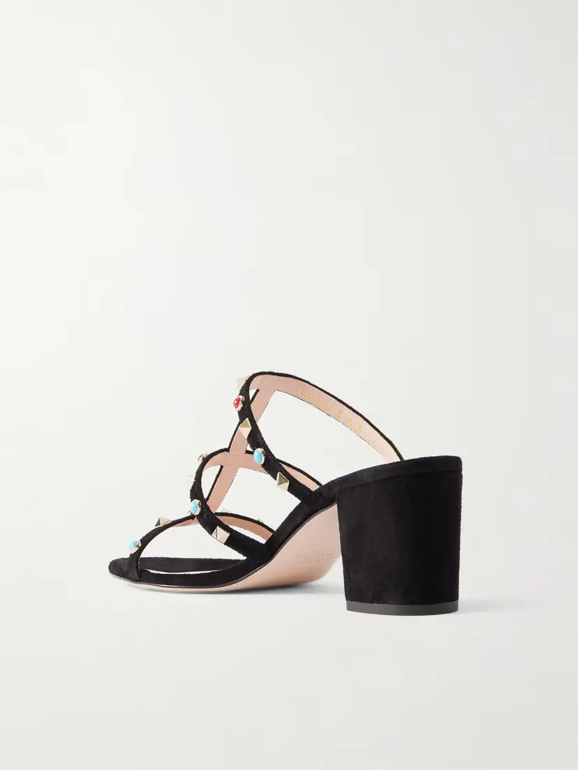 Valentino Garavani Rockstud 60 Embellished Leather Mules | Thumbnail 3