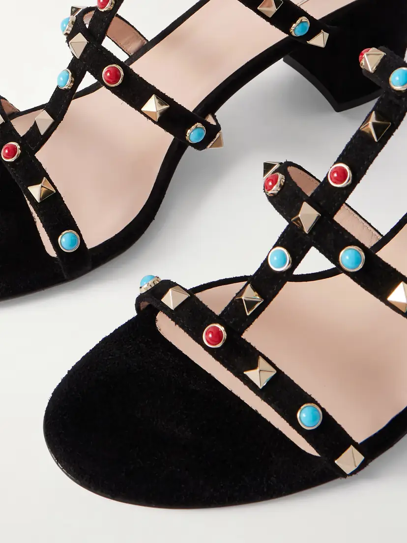 Valentino Garavani Rockstud 60 Embellished Leather Mules | Thumbnail 5