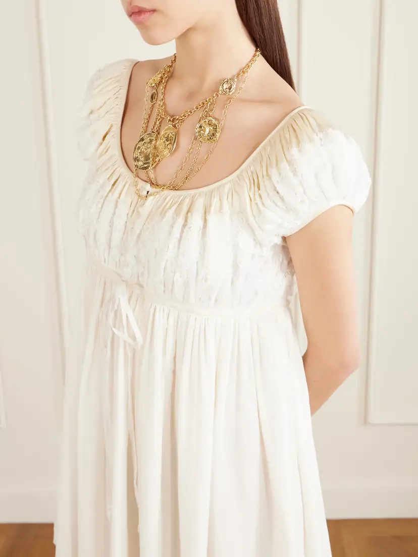 Chloé Lace-trimmed Silk-crepon Mini Dress | Thumbnail 4 Chloé Lace-trimmed Silk-crepon Mini Dress | Thumbnail 4