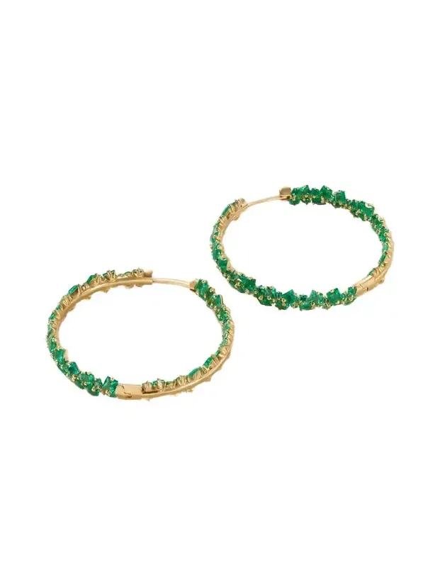 18-karat Gold Emerald Hoop Earrings