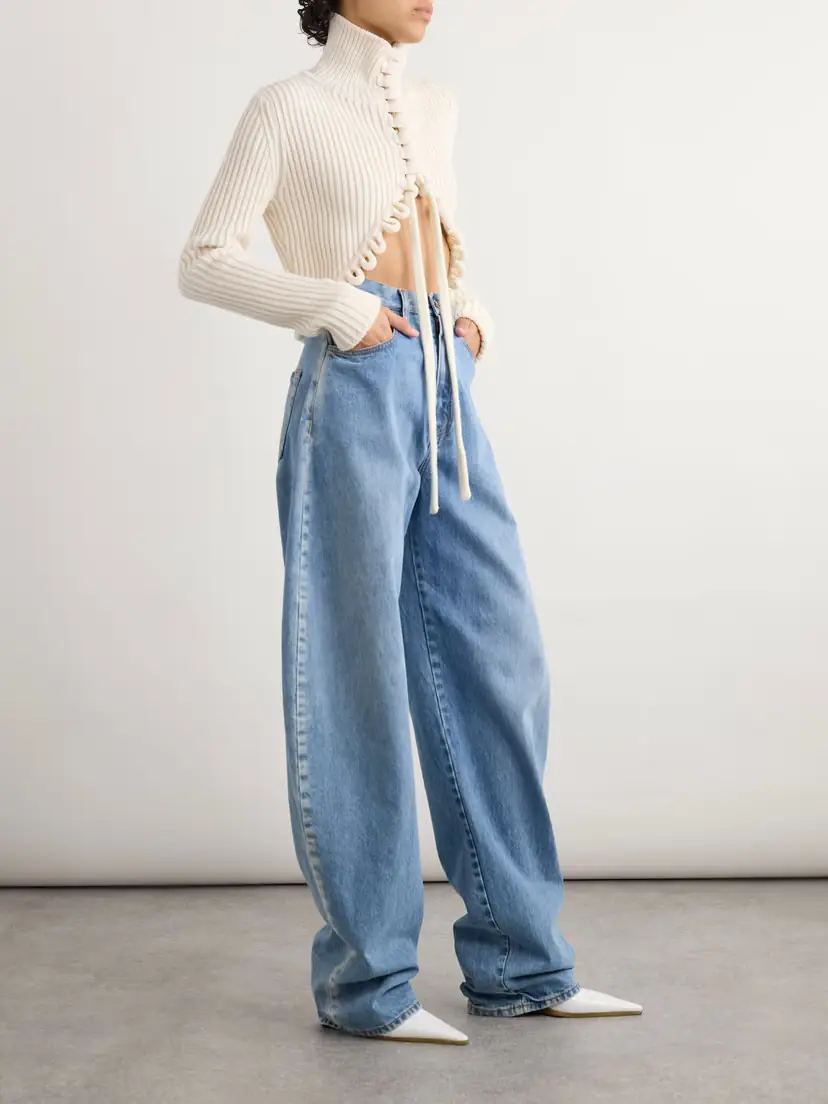 Alaïa Lace-up Ribbed Wool Sweater | Thumbnail 2 Alaïa Lace-up Ribbed Wool Sweater | Thumbnail 2