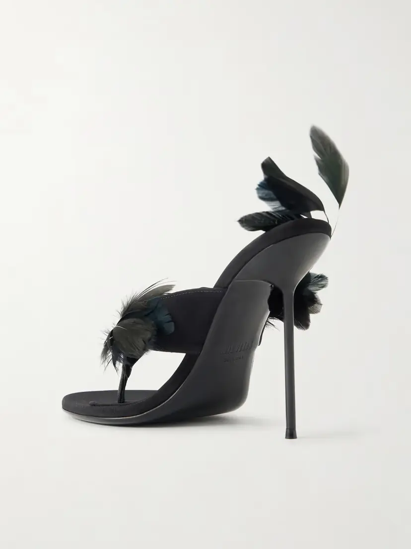 Paris Texas Lidia 105 Feather-trimmed Satin Mules | Thumbnail 3 Paris Texas Lidia 105 Feather-trimmed Satin Mules | Thumbnail 3