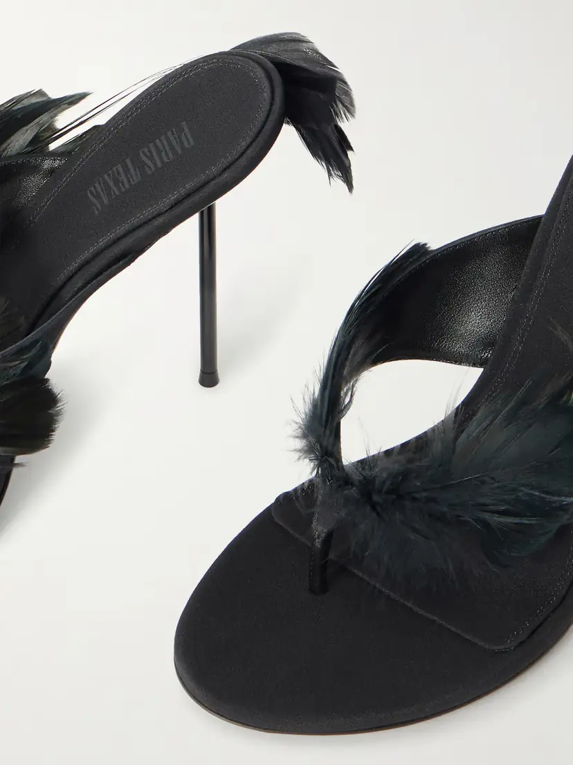 Paris Texas Lidia 105 Feather-trimmed Satin Mules | Thumbnail 5 Paris Texas Lidia 105 Feather-trimmed Satin Mules | Thumbnail 5