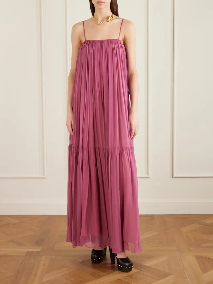 Chloé Tiered Pleated Silk-chiffon Maxi Dress | Thumbnail 2