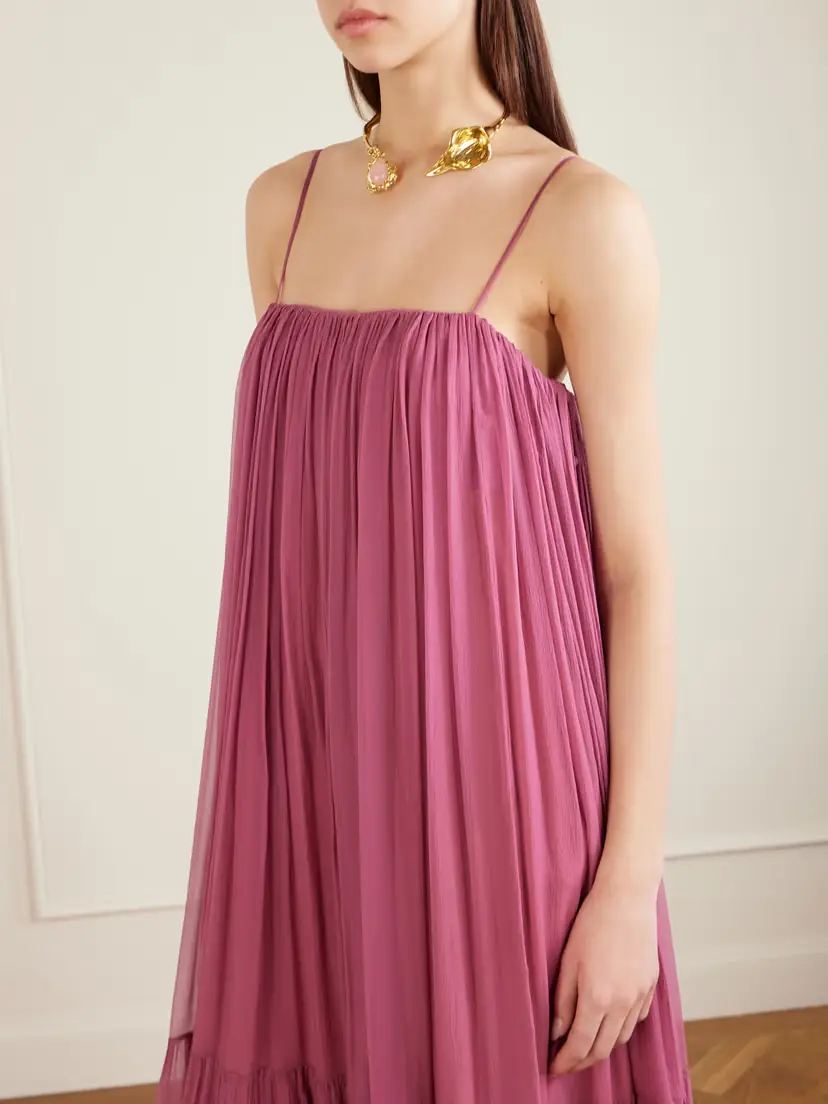 Chloé Tiered Pleated Silk-chiffon Maxi Dress | Thumbnail 4