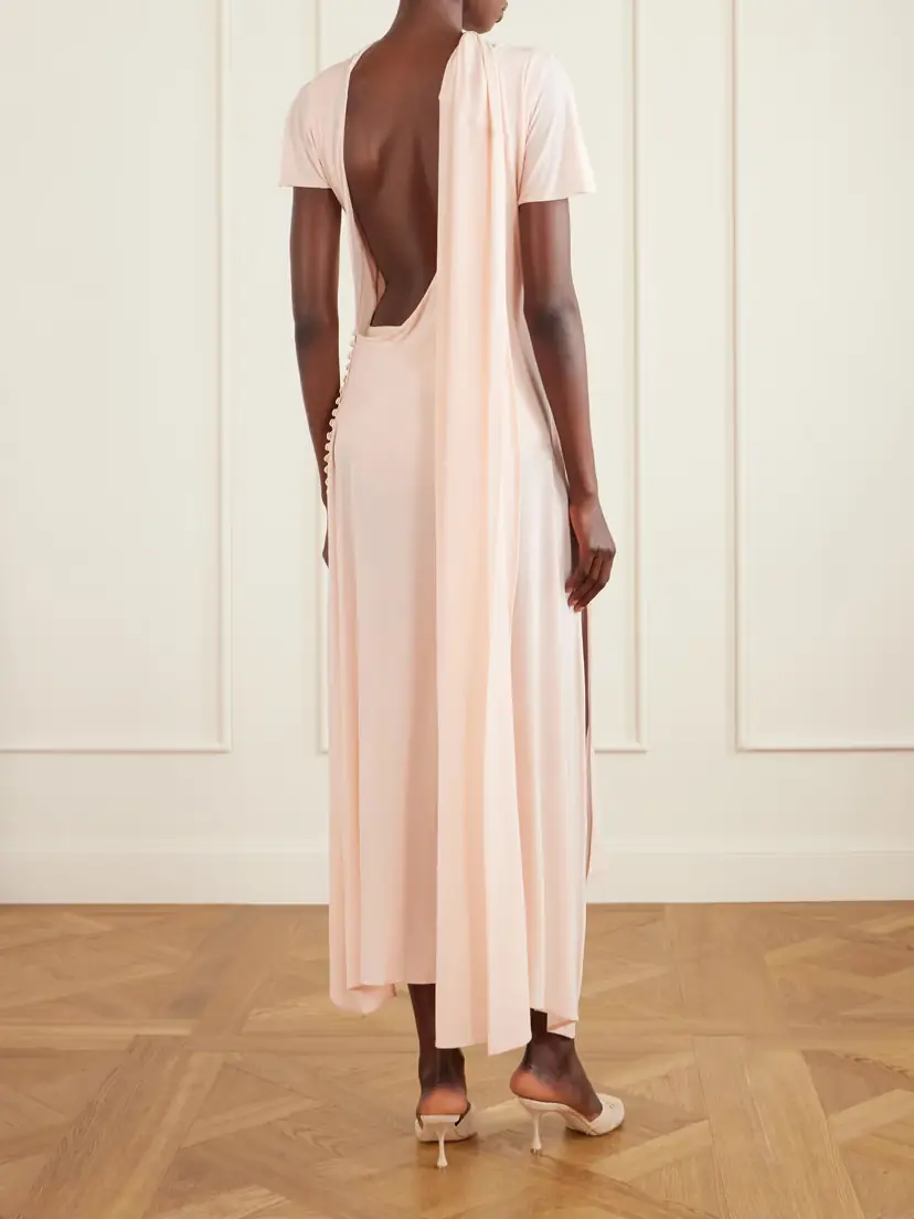 Magda Butrym Scarf-detailed Open-back Asymmetric Jersey Dress | Thumbnail 3 Magda Butrym Scarf-detailed Open-back Asymmetric Jersey Dress | Thumbnail 3