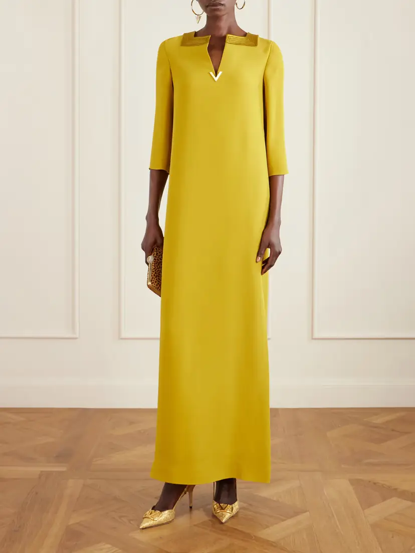 Valentino Garavani Embellished Satin-trimmed Silk-cady Gown | Thumbnail 2 Valentino Garavani Embellished Satin-trimmed Silk-cady Gown | Thumbnail 2