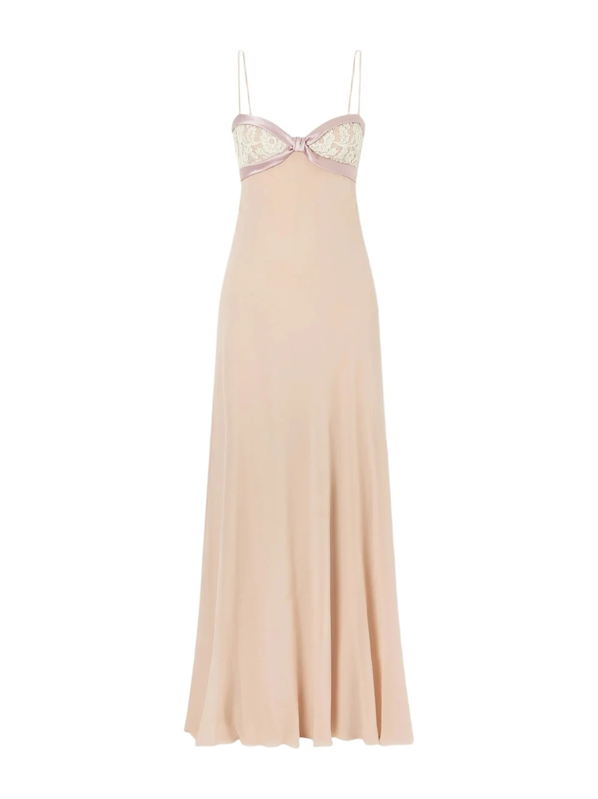 Lace- And Satin-trimmed Silk-georgette Gown