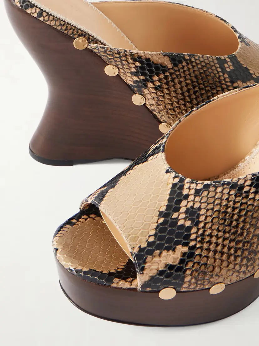 Magda Butrym Studded Snake-effect Leather Wedge Mules | Thumbnail 5 Magda Butrym Studded Snake-effect Leather Wedge Mules | Thumbnail 5